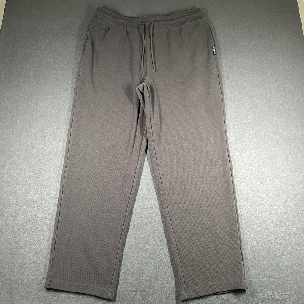 Eddie Bauer Lounge Pants Mens XL Gray Waffle Knit Drawstring Elastic Waist Sleep